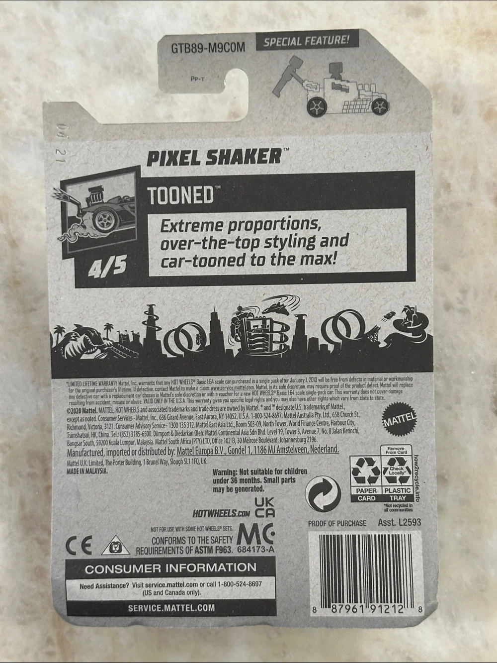 Hot Wheels Pixel Shaker Kids Toy Car - Purple